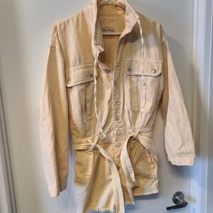 Free People We The Free belted denim romper in peach